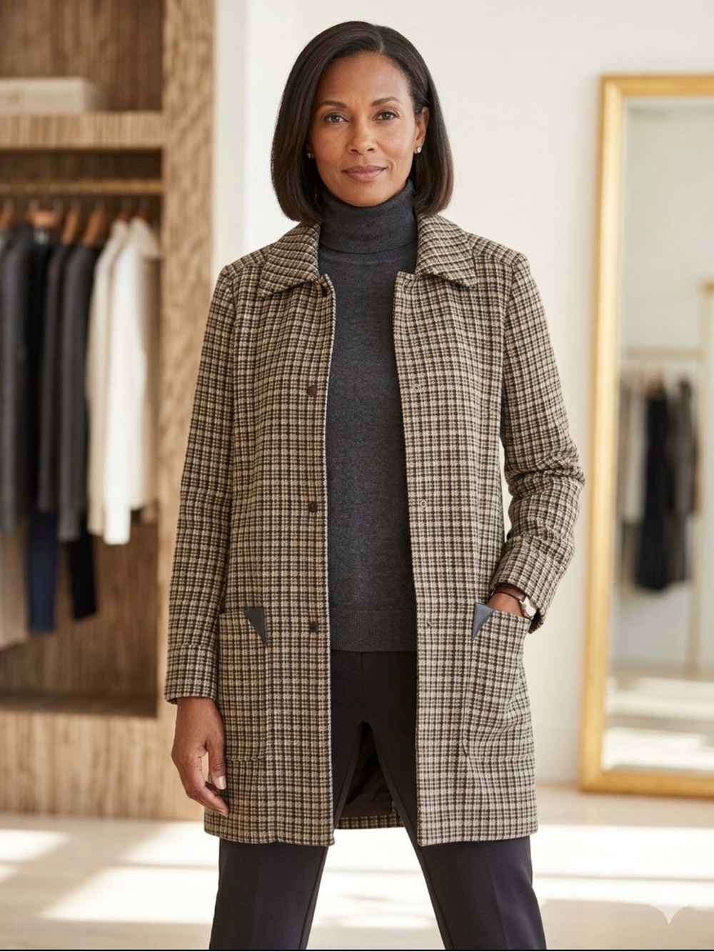 Lysse SZ M NWT Women's Brown Plaid Blazer/coat